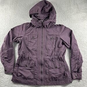 Eddie Bauer Travex Jacket‎ Womens Petite Small Purple Hiking Cinch Windbreaker